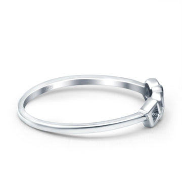 Four Square Eye Style Band Solid 925 Sterling Silver Ring (4mm)